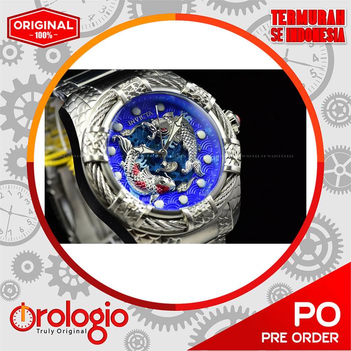 Invicta 52mm Bolt Japanese Blue Dial Koi Fish "KOHAKU" Silver Automati