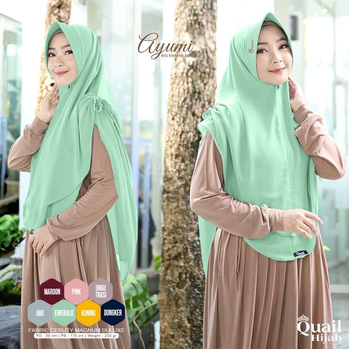 Hijab Instan Terbaru Ayumi Big Khimar Serut Original by Quail Hijab
