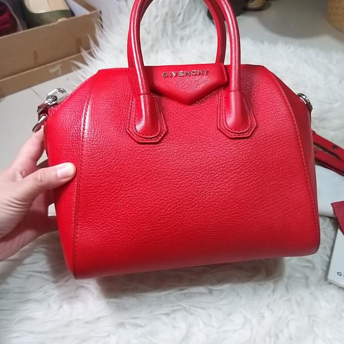Tas Givenchy antigona mini red goatskin,