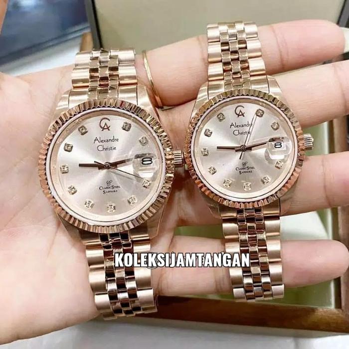 JAM TANGAN COUPLE ALEXANDRE CHRISTIE AC 5013 AC5013 ROSEGOLD ORIGINAL Pria Wanita Stainless Watches