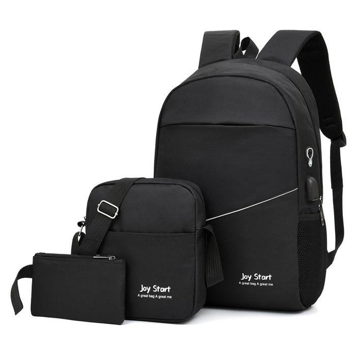 3 in 1 Backpack Laptop USB Port + Tas Selempang Joy Start