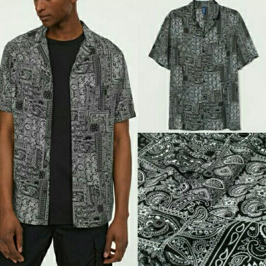 KEMEJA PANTAI BLACK BATIK PRIA - HAWAI SHIRT HM-03