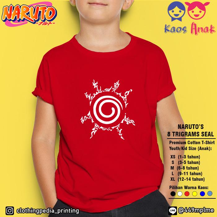 Kaos Baju Anak Naruto Shippuden Eight Trigrams 9 Tail Fox Seal Boruto