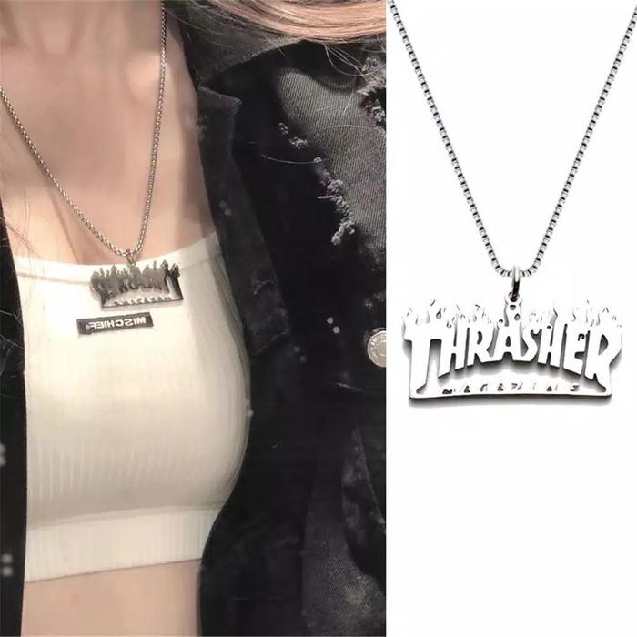 Kalung Terlaris TRASHER MAGAZINE Titanium Gaya Kpop Korea Unisex