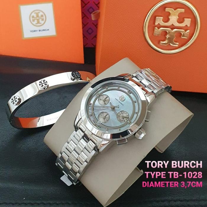 Jam Wanita Tory Burch TB 1028 1001 Original BM 3.7cm Fullset Gelang