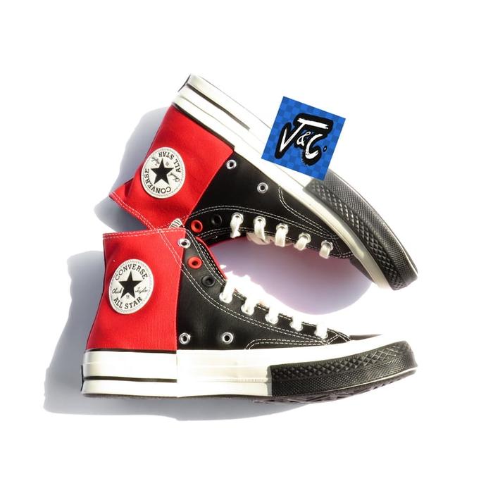 Sepatu Converse Chuck 70 70s Rivals Leather Hi Black Red Murah