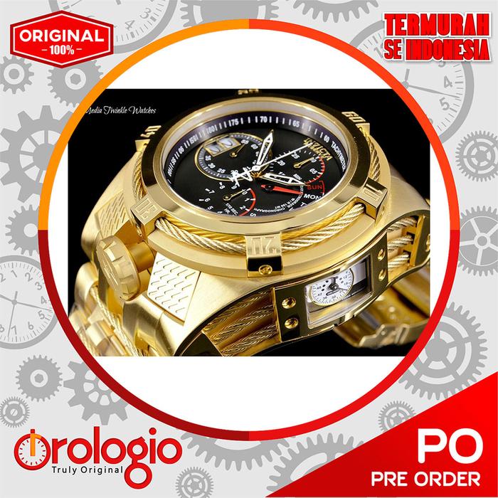 Invicta Reserve 52mm Bolt Zeus TRIA Swiss Quartz Black Dial Gold