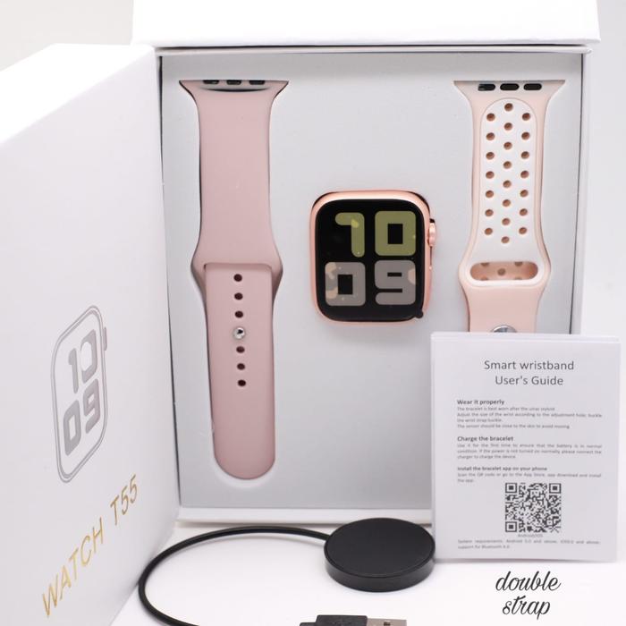 Jam Tangan Smart Watch Rosegold Smartwatch T55 Original