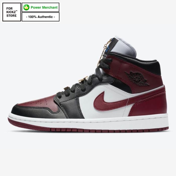 NIKE AIR JORDAN 1 MID SE FEARLESS GOLD PENDANTS MAROON