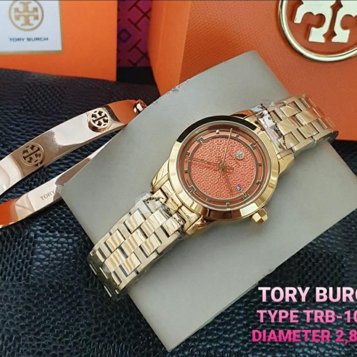 Jam Tangan Wanita Tory Burch TB 1012 1015 1009 Fullset Box Gelang 28mm