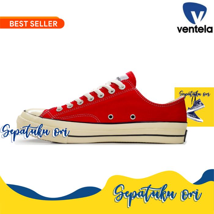 Sepatu Ventela BTS 70s Low Red Merah | Sneakers Pria Wanita Original