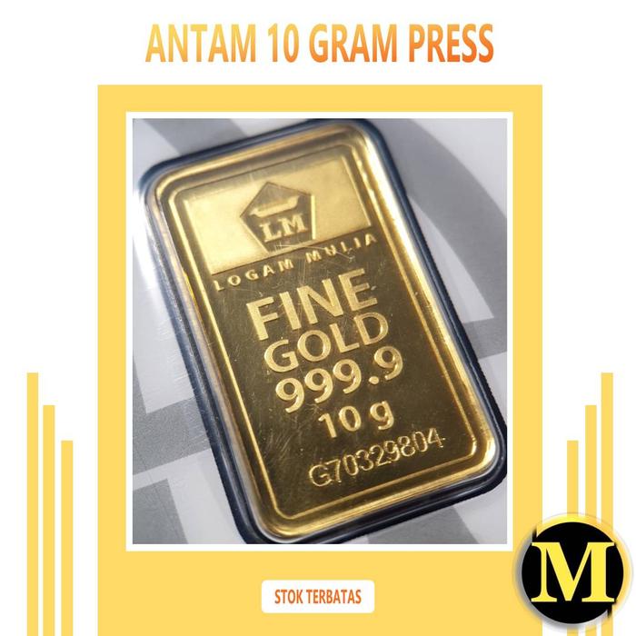 Emas Antam 10 gram Kemasan Press Logam Mulia Emas Batangan