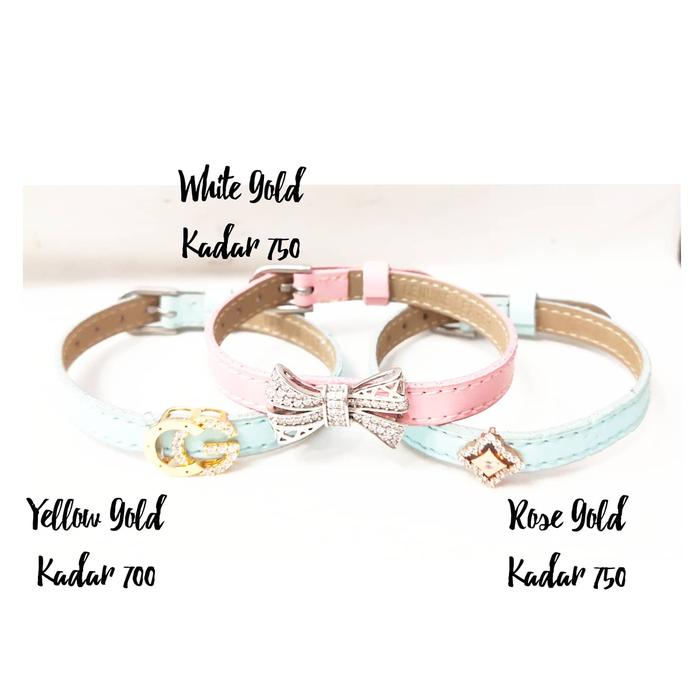 Gelang tali kain emas Pita kadar 750