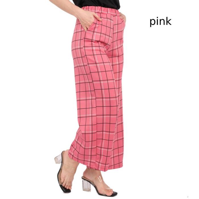 Celana Panjang Kulot Wanita Motif Kotak Cullote Cewek XL - C.NESKA