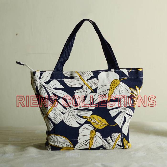RIENS COLLECTIONS. HANDBAG KANVAS ANEKA DAUN