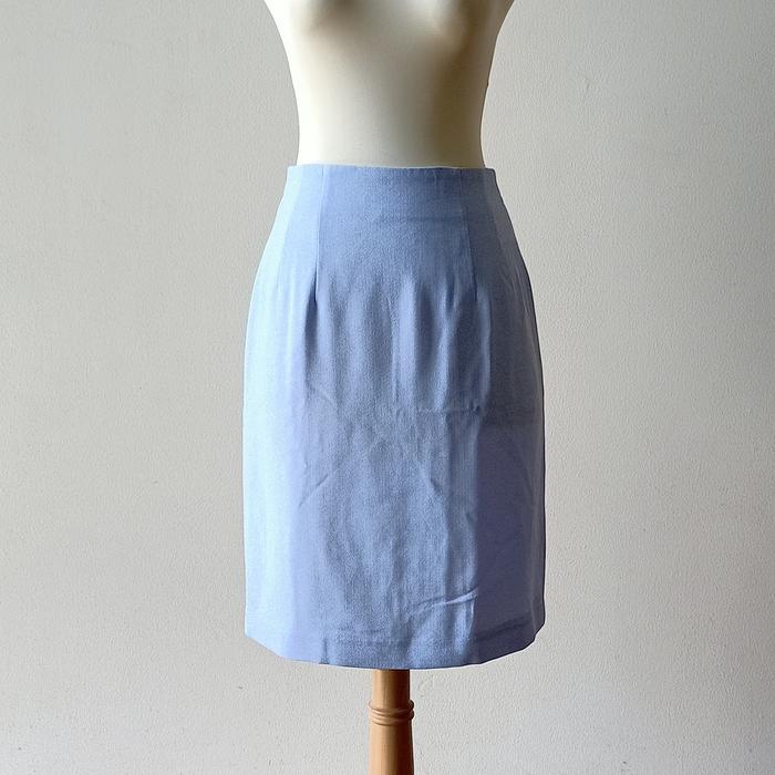 original dusty blue mini skirt / preloved rok biru