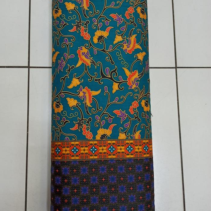 Kain batik katun biru tosca