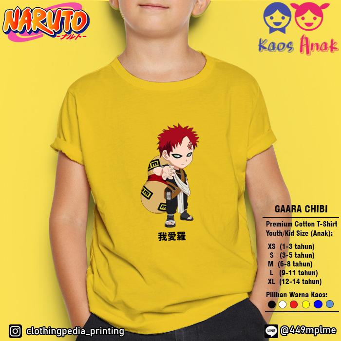 Kaos Baju Anak Gaara of the Sand Chibi Naruto Boruto Lucu Imut T-Shirt