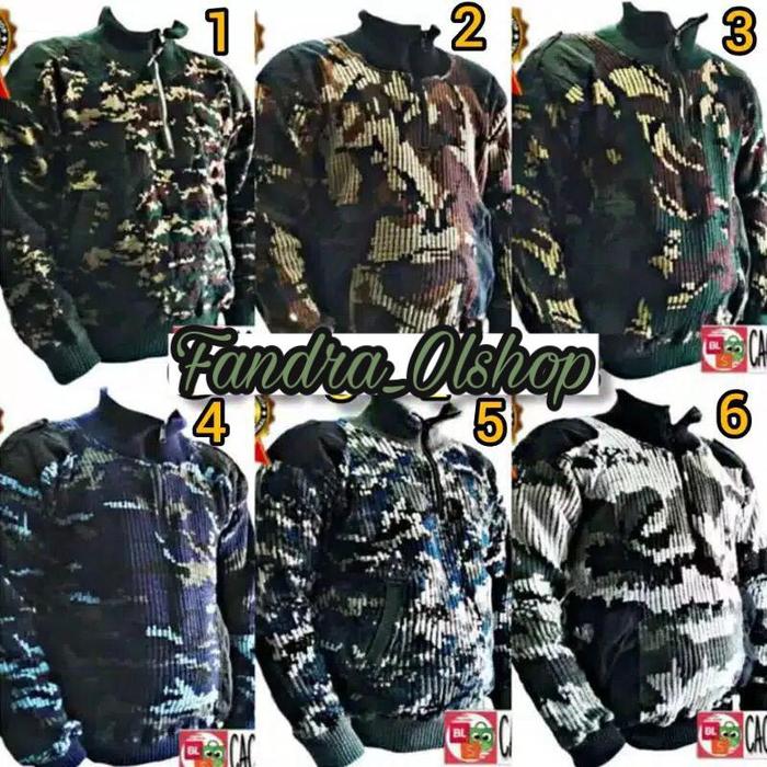Jaket Switer Loreng Standar TNI POLRI Merk AR Exclusive. Kualitas !!