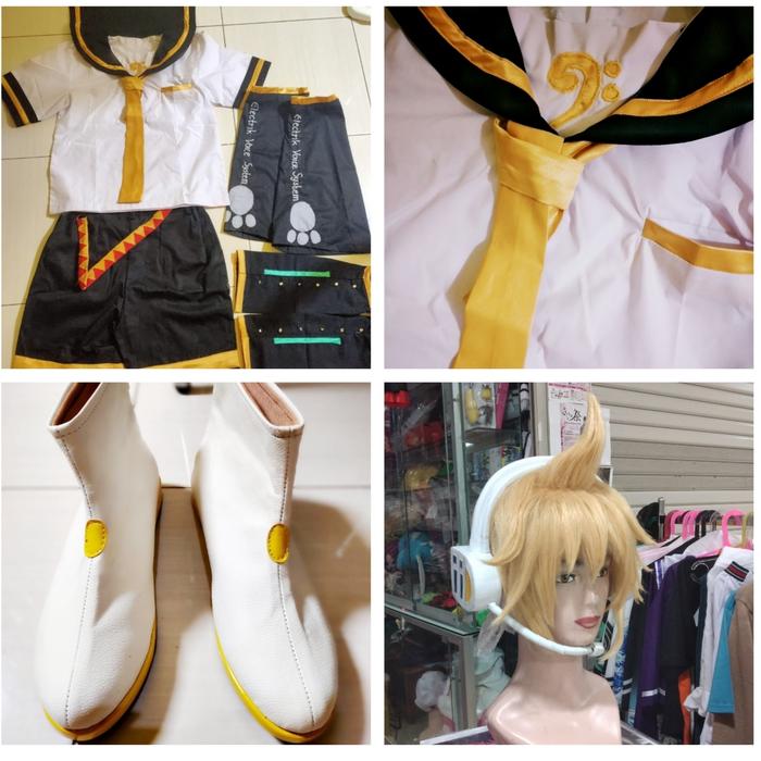 Kagamine len vocaloid wig costume sepatu cosplay fullset