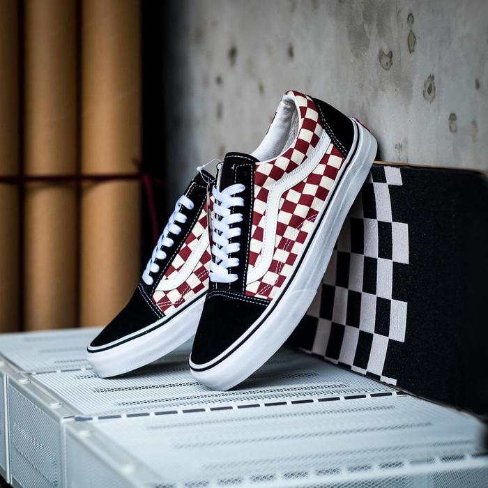 Vans Old Skool Classic Checkerboard Black Red