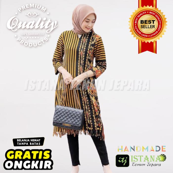 Baju Hijab Modern tunic terbaru batik tenun lurik Troso cantik