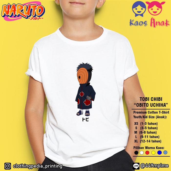 Kaos Baju Anak Tobi Akatsuki Chibi Obito Uchiha Naruto Boruto Imut