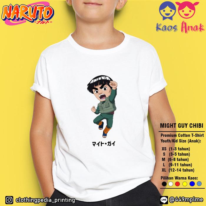Kaos Baju Anak Might Guy Chibi Maito Gai Naruto Boruto Imut T-Shirt