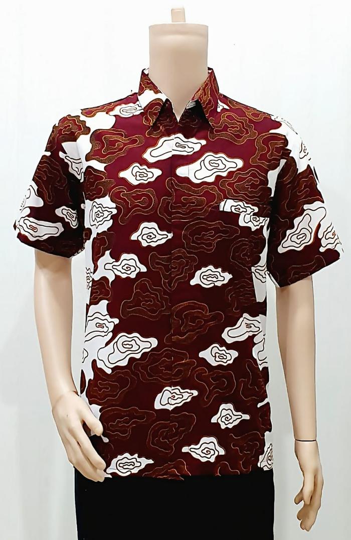 Kemeja Baju Seragam Pria Batik Murah Kantor 2900 Maron M L XL XXL XXXL