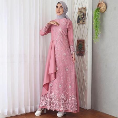 Gamis Mafaza Brokat TilLe Bordir Maxi Dress Lebaran Brukat Tulle Baju