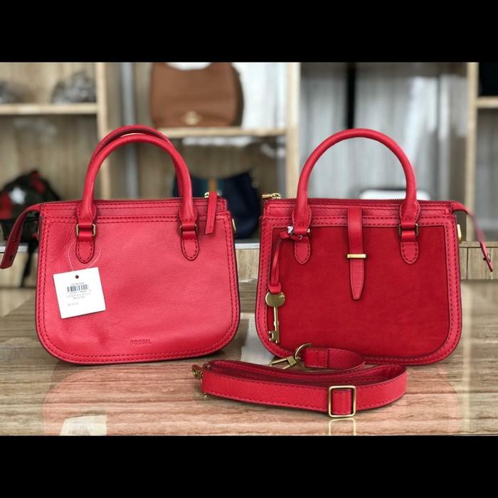 fossil ryder mini satchel brick red