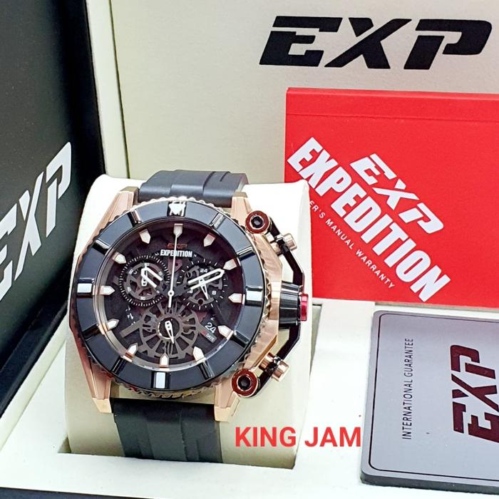Jam Tangan Pria Expedition EXP 3009/ E3009 Original Black Rosegold