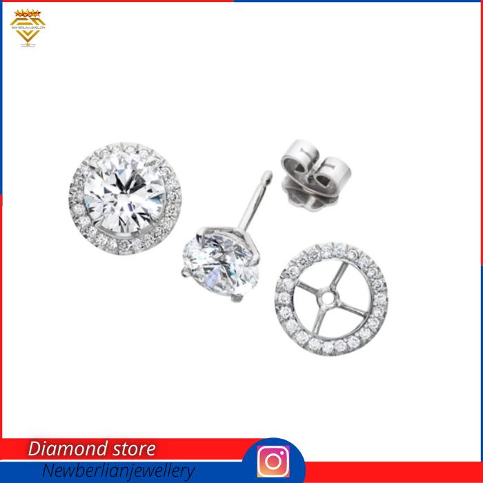 anting giwang berlian eropa asli-2 in 1 model-perhiasan emas asli 18K