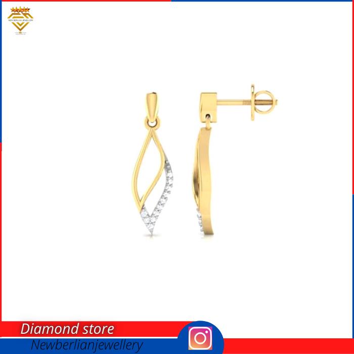 anting giwang berlian eropa asli-perhiasan emas asli 18K
