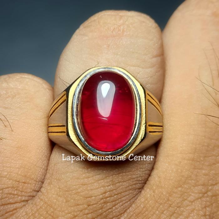 Cincin Batu Akik Merah Siam Asli Bangkok / Merah Siem