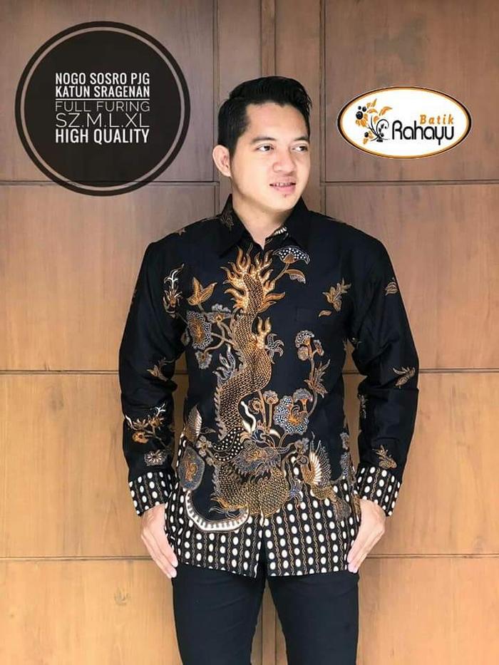 NOGO SOSRO Kemeja Batik Pria Lengan Panjang Batik Solo Katun Primisima