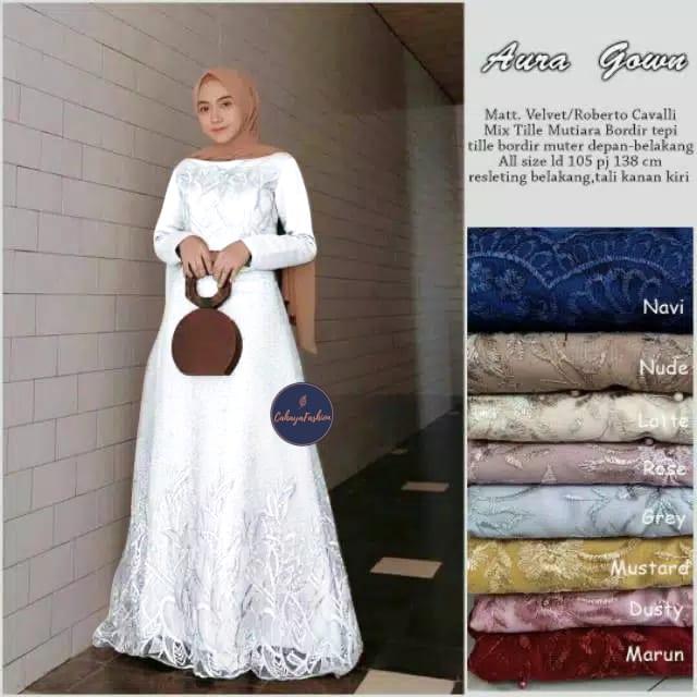 GAMIS BRUKAT AURA GOWN / GAMIS PENGANTIN / GAUN PENGANTIN / TILE PUTIH