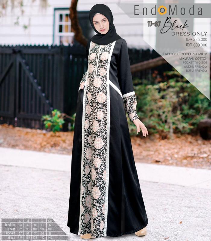 GAMIS MUSLIMAH ENDOMODA TJ 87 BLACK