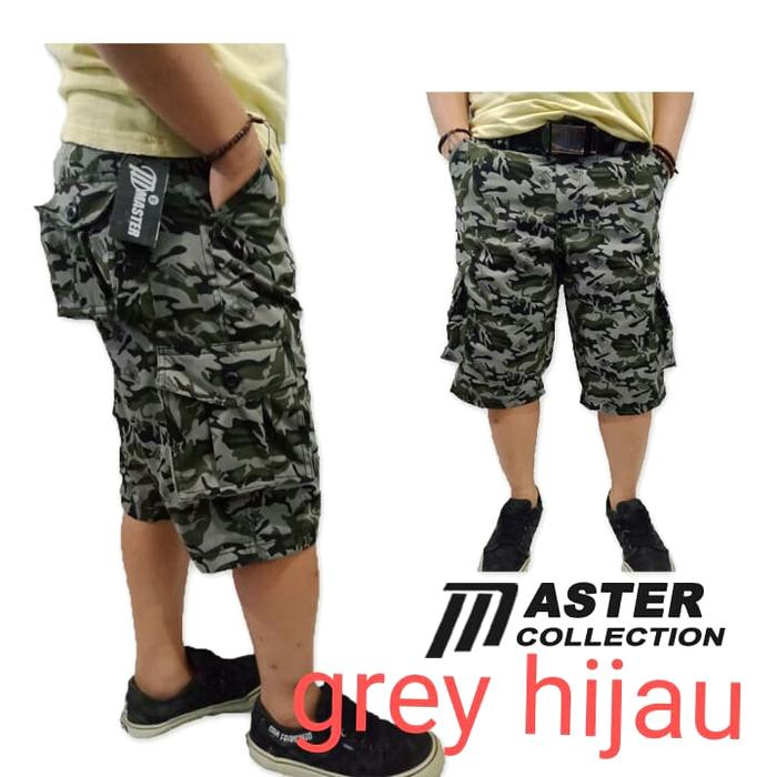 celana pendek cargo loreng ori master