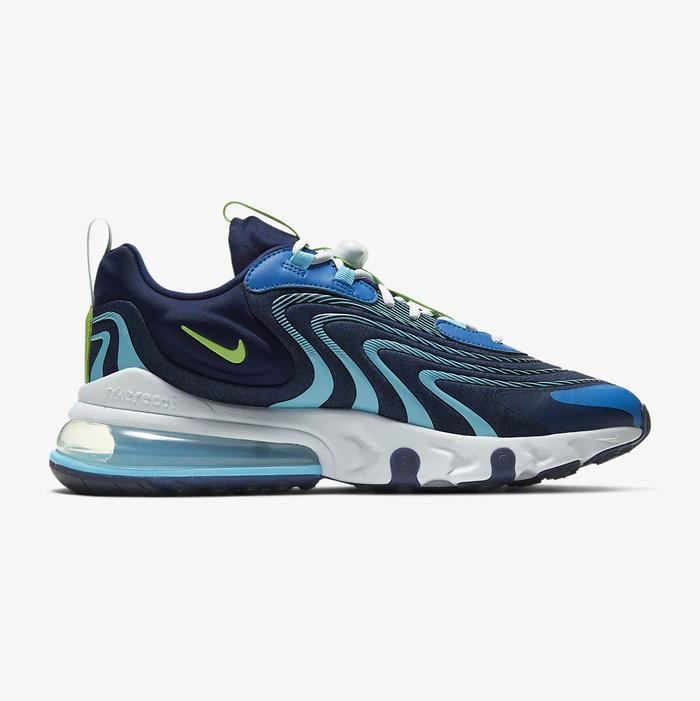 NIKE AIR MAX 270 REACT ENG BLACKENED BLUE PLATINUM GREEN ORIGINAL