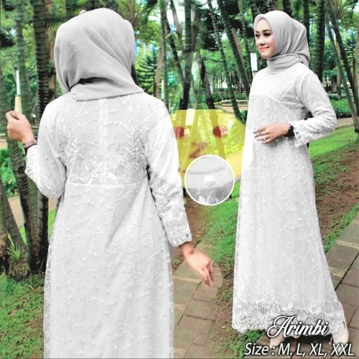 GAMIS BRUKAT TILE ARIMBI LD 120 SPECIAL WARNA PUTIH / GAUN PENGANTIN