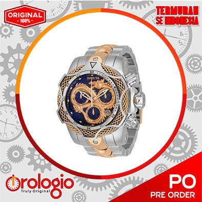 Invicta 53mm VENOM Swiss Chrono Blue Dragon Silver Rose Gold Bracelet