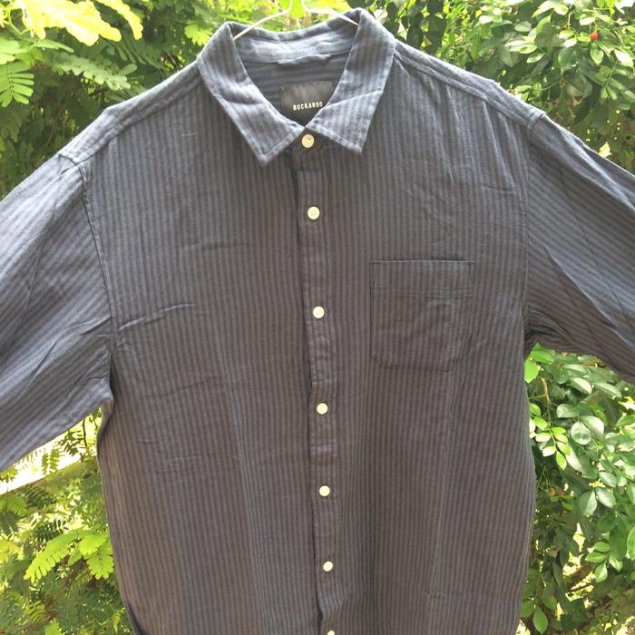 Kemeja Kantor Buckaroo Navy Garis Long Sleeves Tangan Panjang