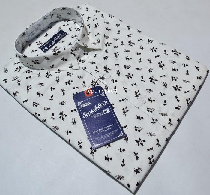 SCOTCH&CO Kemeja Pria Casual Lengan Pendek Putih Motif Reguler TDS 54