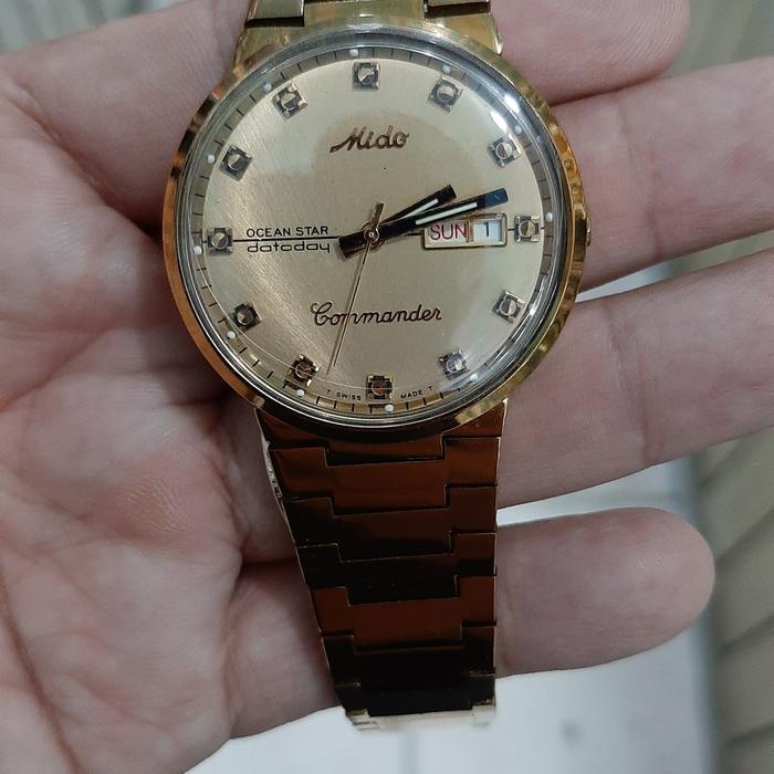 jam tangan mido chronometer otomatis gold vintage auto aquadra