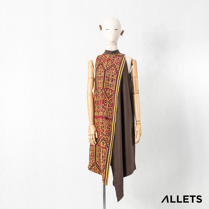 Dress SB 419 Tenun Pahikung - Brown