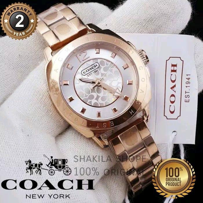 Jam Tangan Wanita Coach EST.1941 Rantai Analog Original Garansi 2th