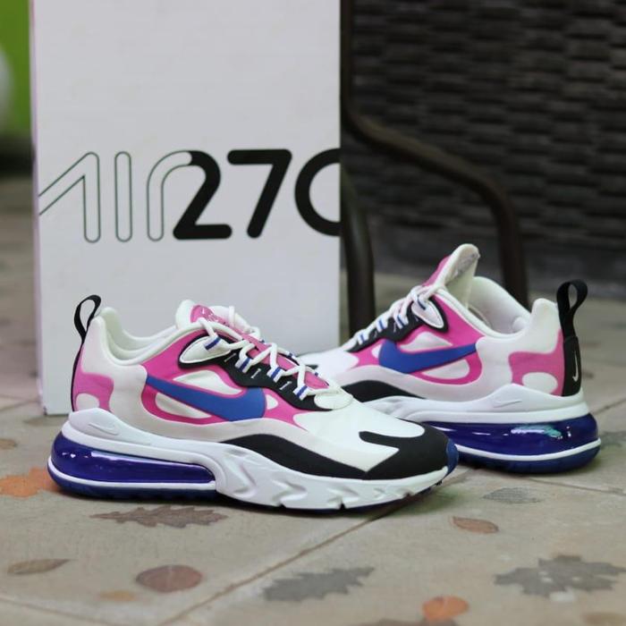 SEPATU SNEAKERS NIKE AIR MAX 270 REACT HYPER BLUE / SUMMIT WHITE