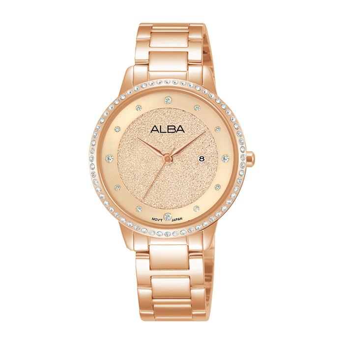 ALBA Ladies AH7W20X1 AH7W20 Swarovski Fashion Rosegold jam tangan ORI