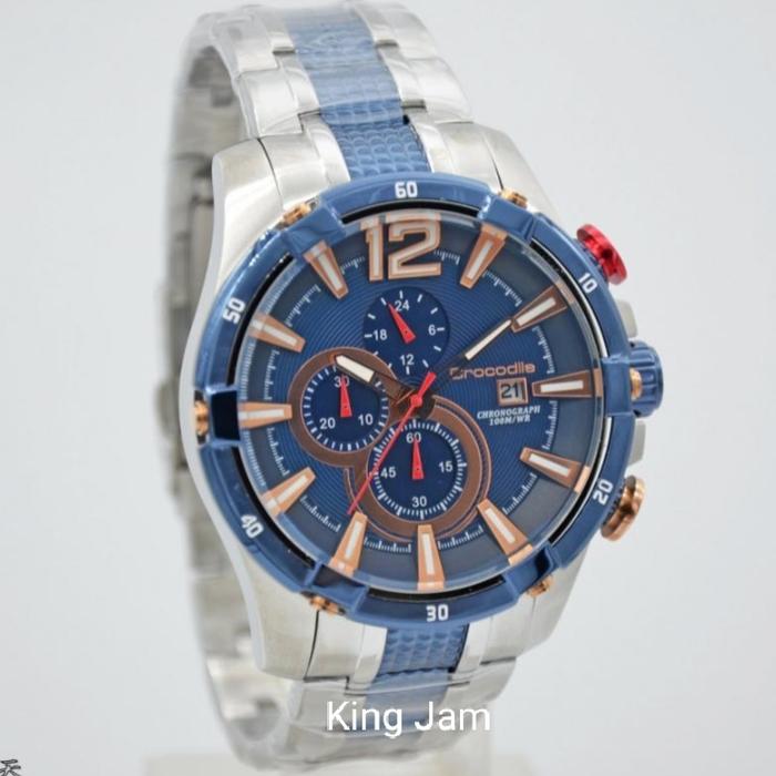 Jam Tangan Pria Crocodile CM-029F12C Original Silver Blue